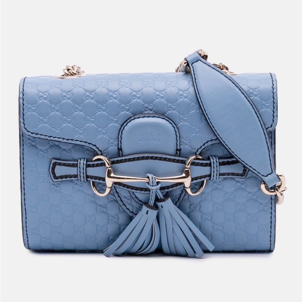 Authentic Gucci Mini Microguccissima Emily Crossbody Blue
